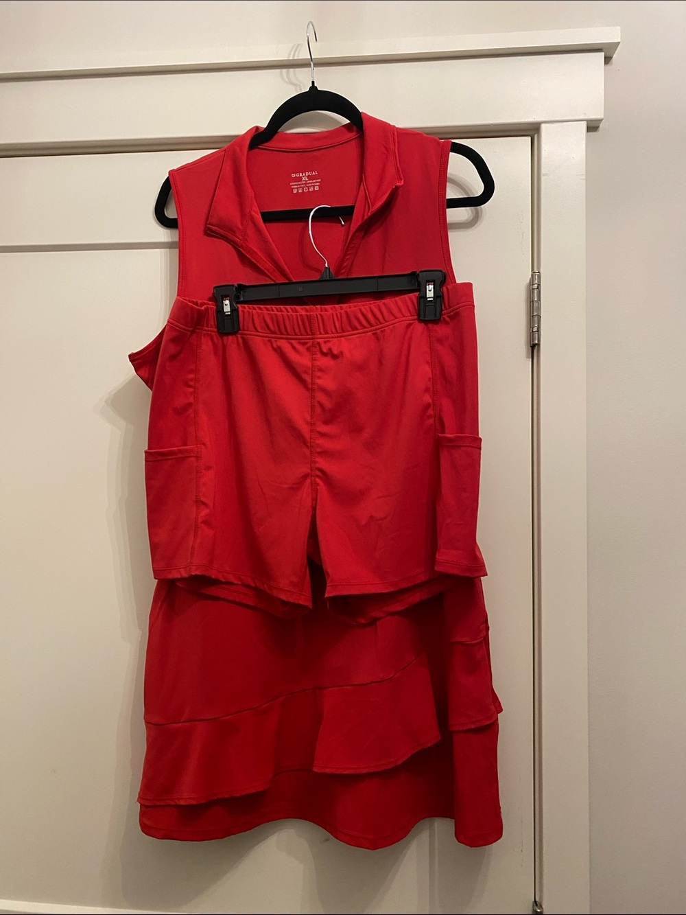 G Gradual Red Tiered Ruffle Tennis Golf Dress with Separate Shorts Set - Size XL